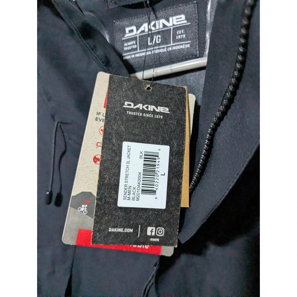 LARGE Men's Dakine Sender Stretch 3L 20K/20K Waterproof Recco Ski Jacket Black